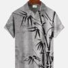 Men's Vintage Oriental Dragon Ink Bamboo Print Daily Casual Hawaiian Shirt HWBN2765320 - Beltina