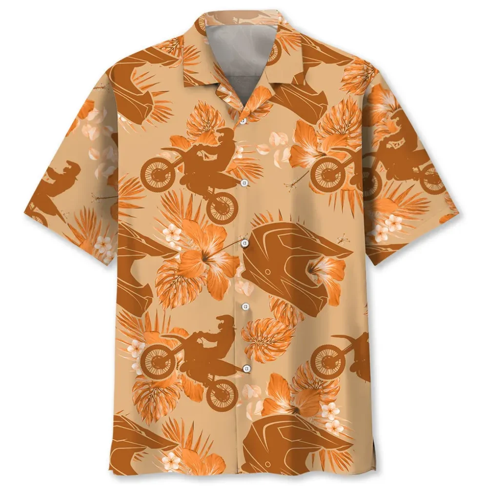 Motocross Orange Tropical Hawaiian Shirt HWBN2762688 - Beltina