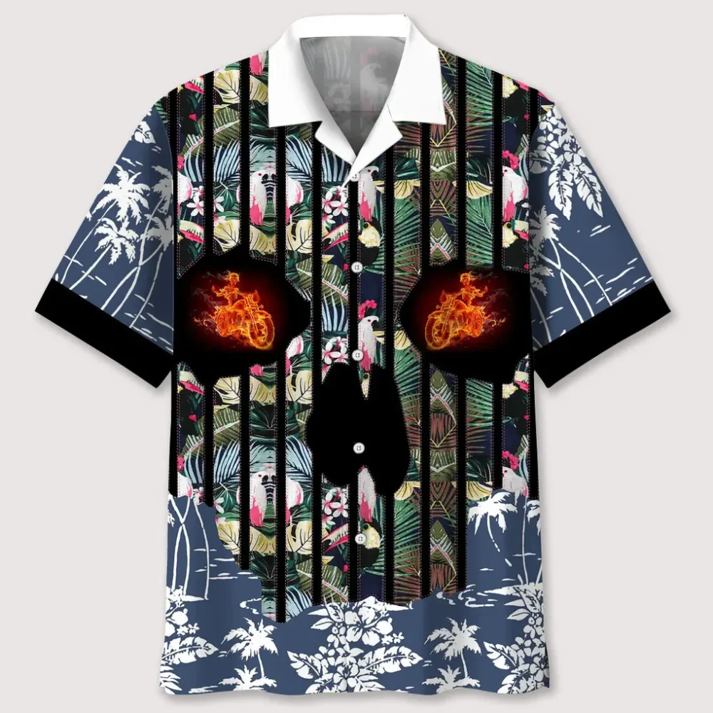 Motorcycle Flower Skull Hawaiian Shirt HWBN2762531 - Beltina
