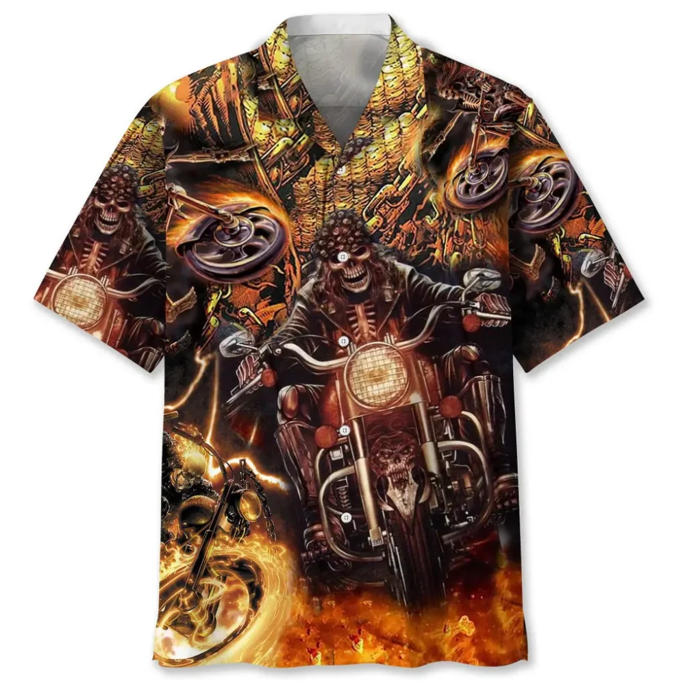 Motorcycle Skull Hawaiian Shirt HWBN2762534 - Beltina