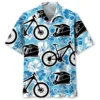 Mountain Bike Blue White Hibicus Hawaiian Shirt HWBN2764389 - Beltina