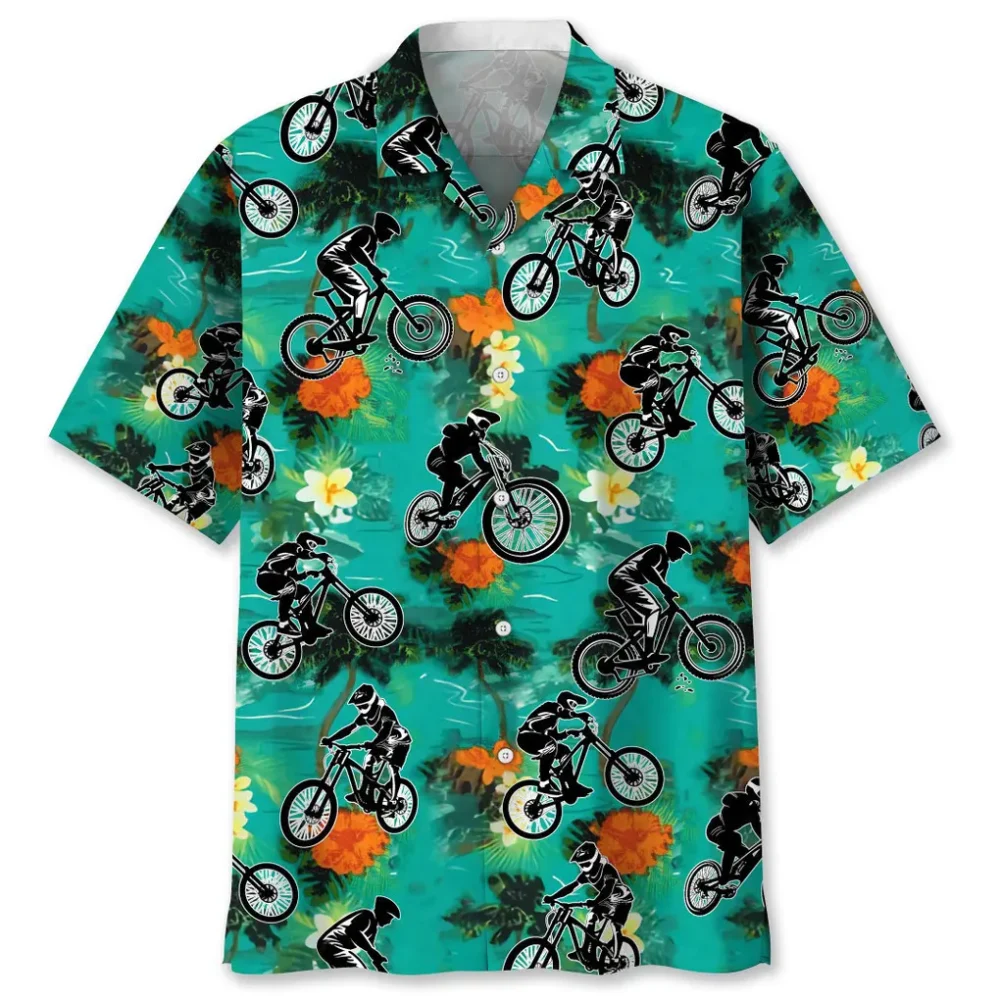 Mountain Bike Green Tropical Hawaiian Shirt HWBN2762541 - Beltina