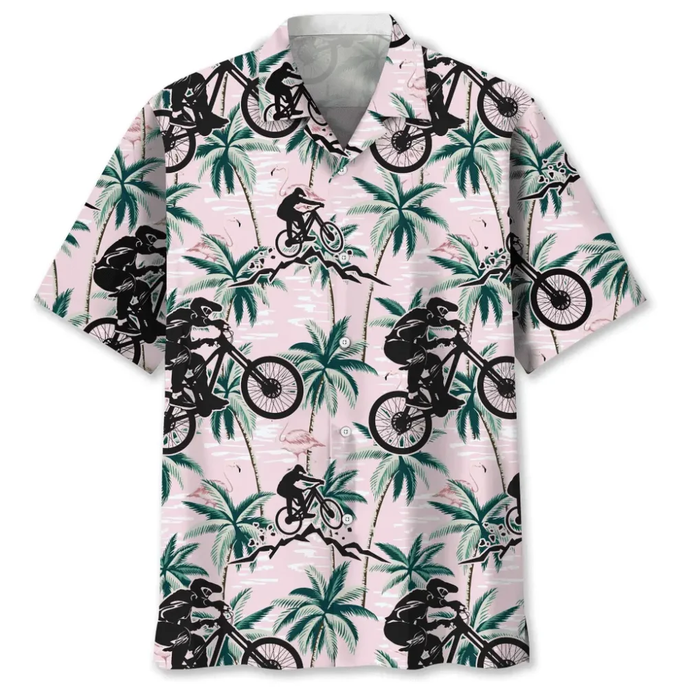 Mountain Bike Tropical Pink Hawaiian Shirt HWBN2762554 - Beltina
