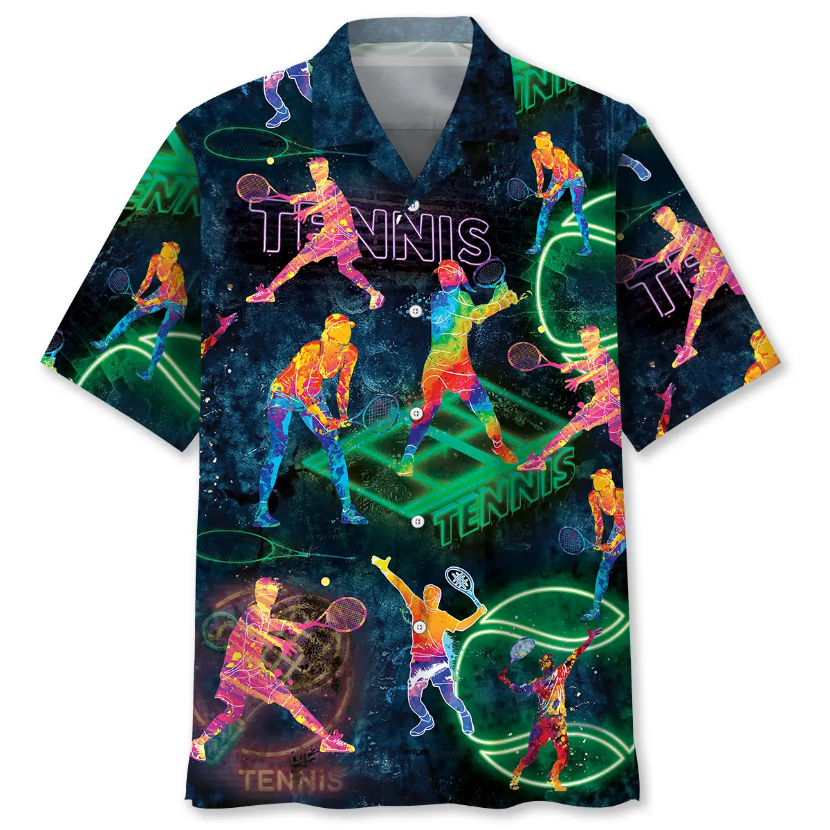 neon-blue-tennis-hawaiian-shirt