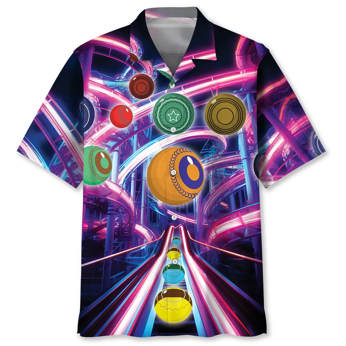 neon-roller-coaster-lawn-bowl-hawaiian-shirt