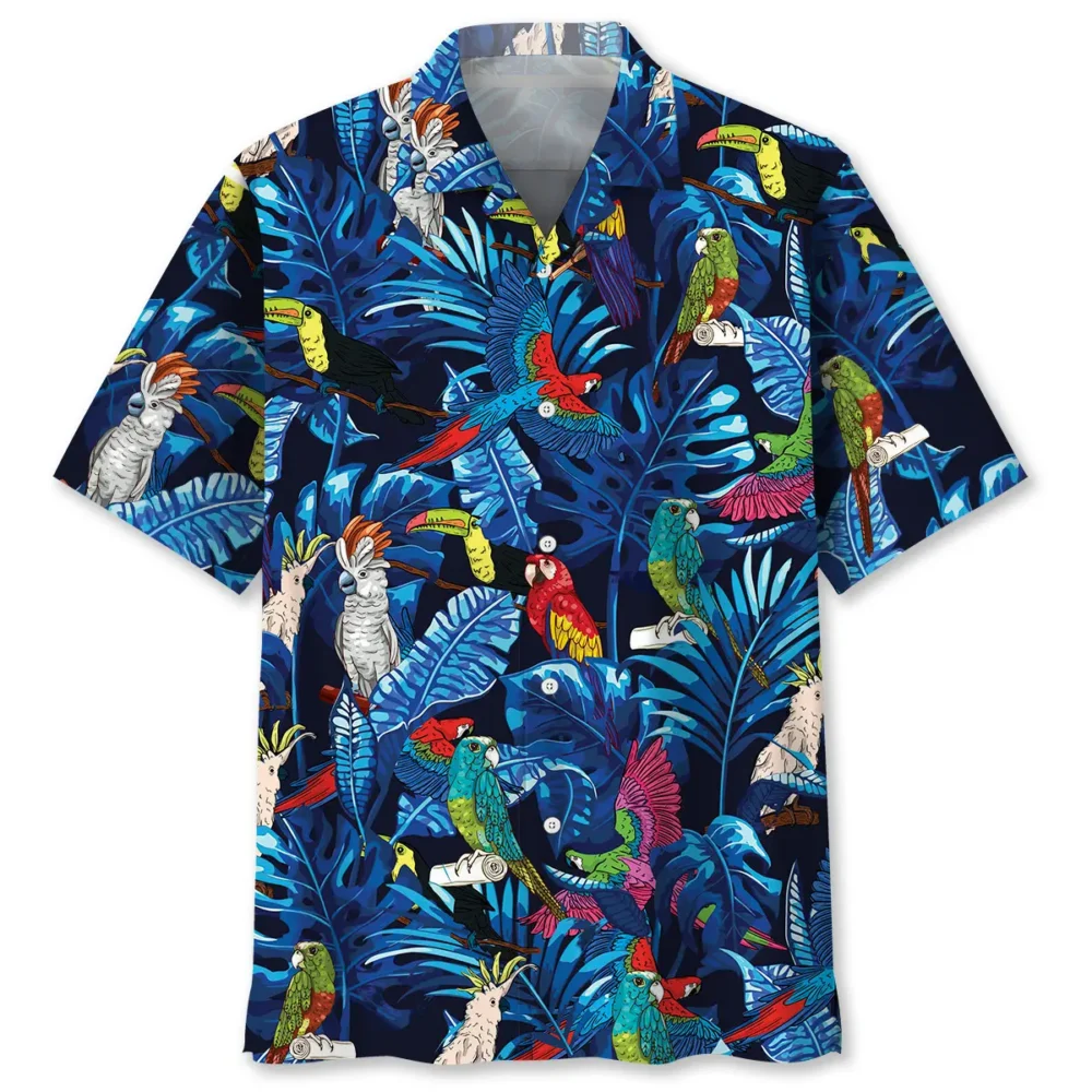 Parrot Blue Tropical Hawaiian Shirt HWBN2762741 - Beltina
