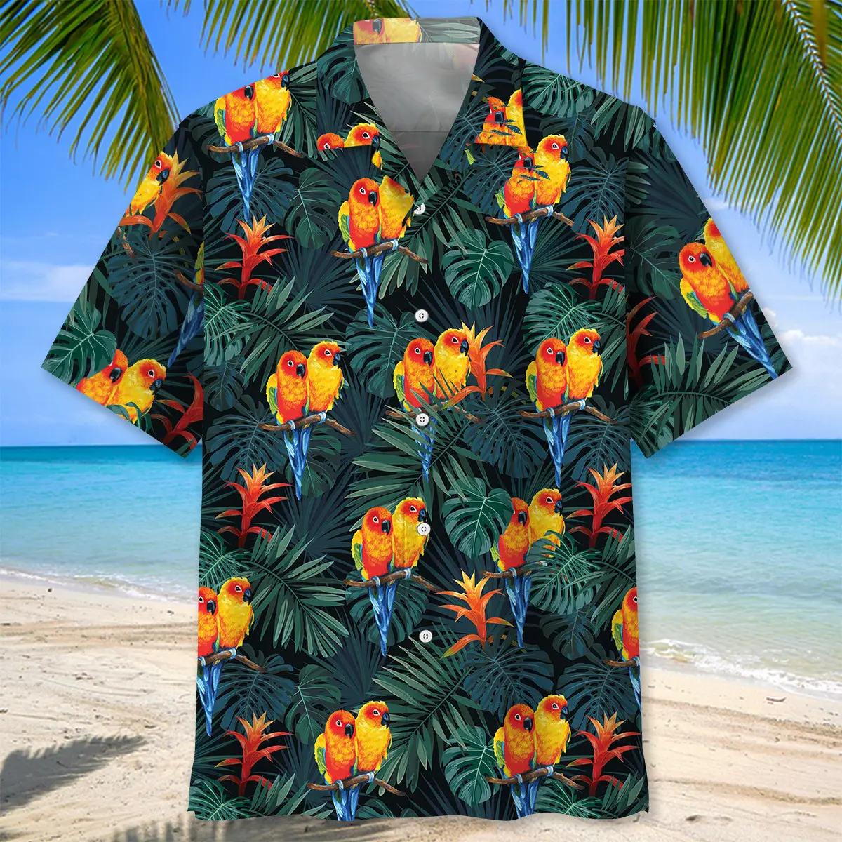parrot-dark-green-tropical-hawaiian-shirt-1