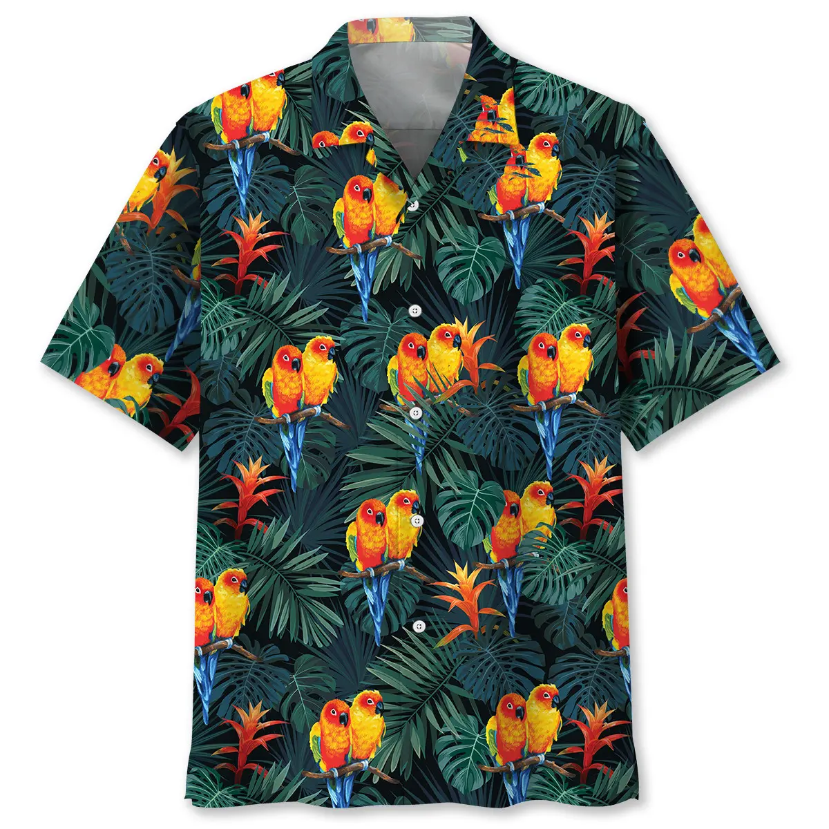 parrot-dark-green-tropical-hawaiian-shirt