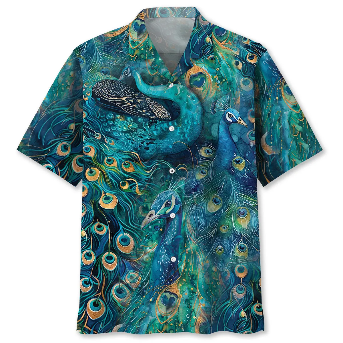 peacock-teal-hawaiian-shirt