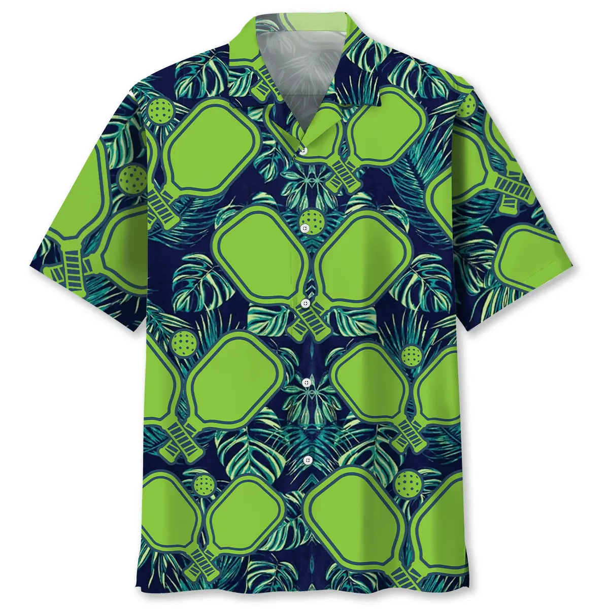 pickleball-green-leaves-hawaiian-shirt