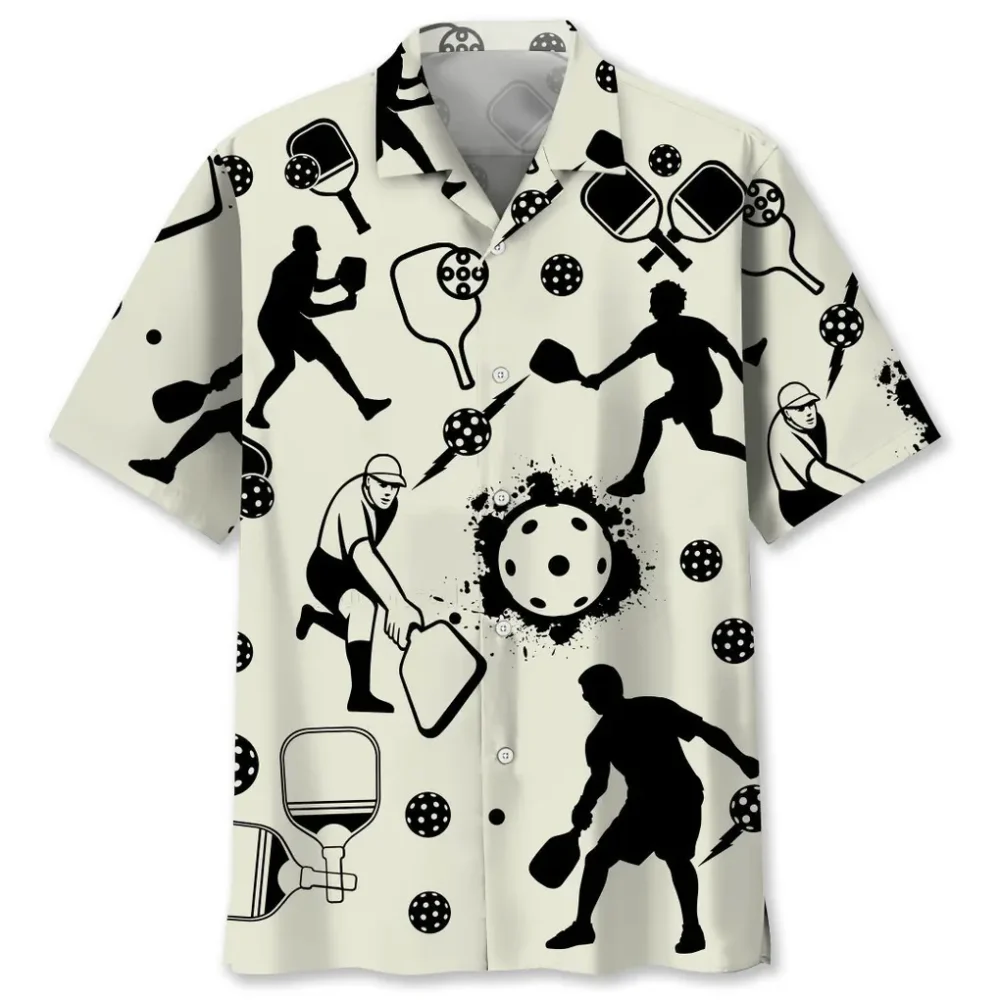 Pickleball Icon Bw Hawaiian Shirt HWBN2762571 - Beltina