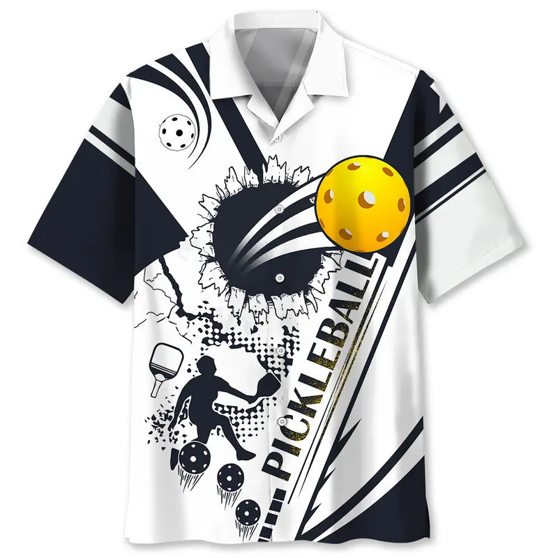 Pickleball White Black Hawaiian Shirt HWBN2762073 - Beltina