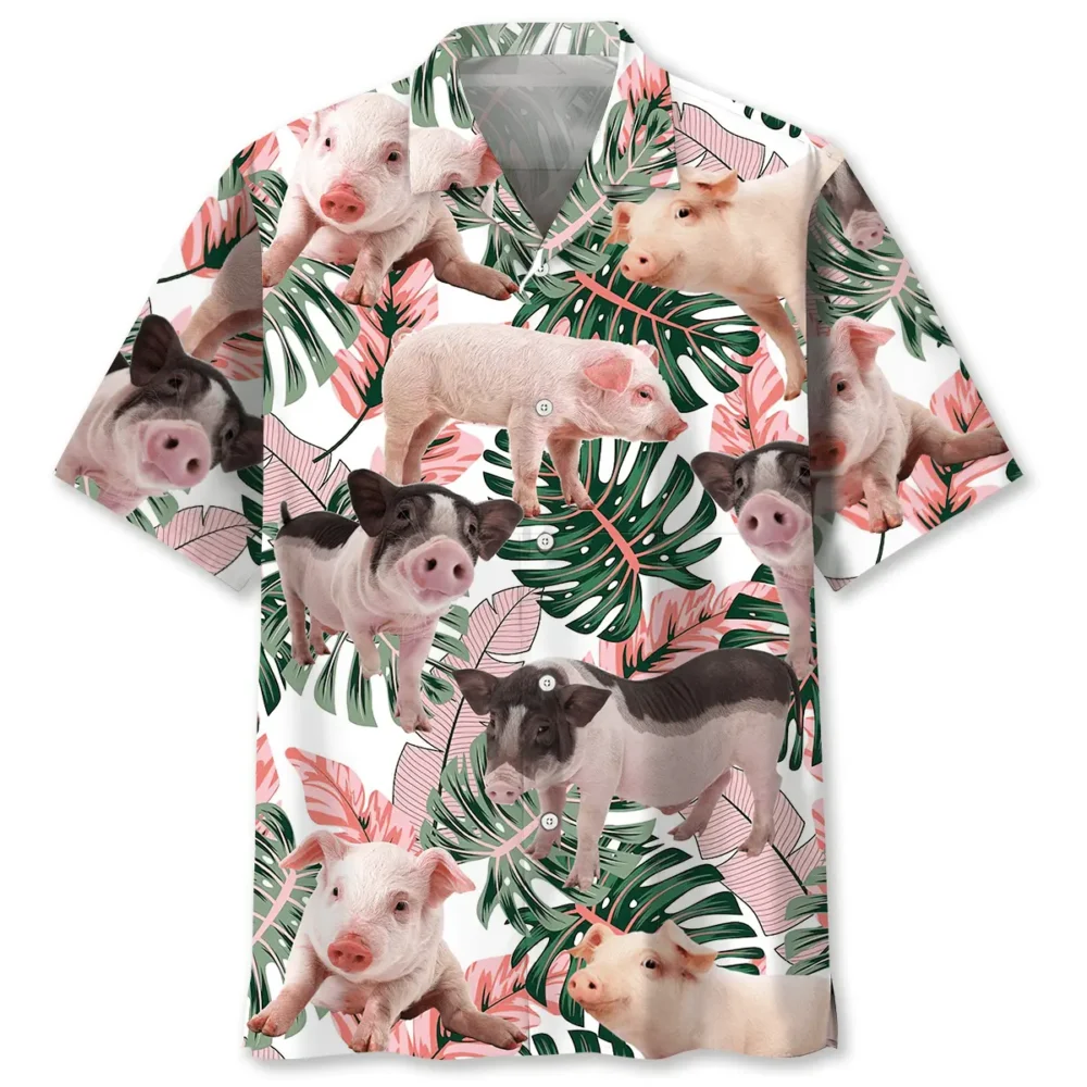 Pink Cute Tropical Pig Hawaiian Shirt HWBN2762970 - Beltina