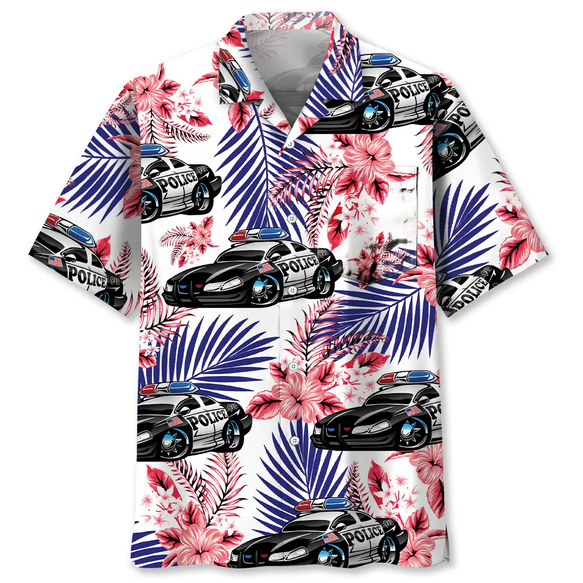 police-car-funny-hawaiian-shirt