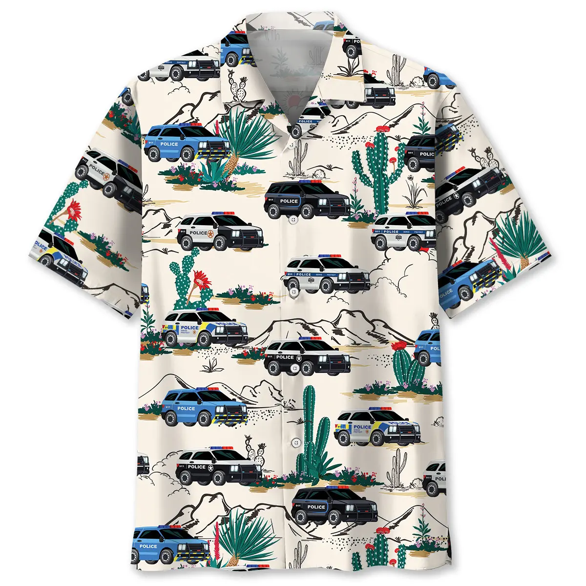 police-cars-hawaiian-shirt
