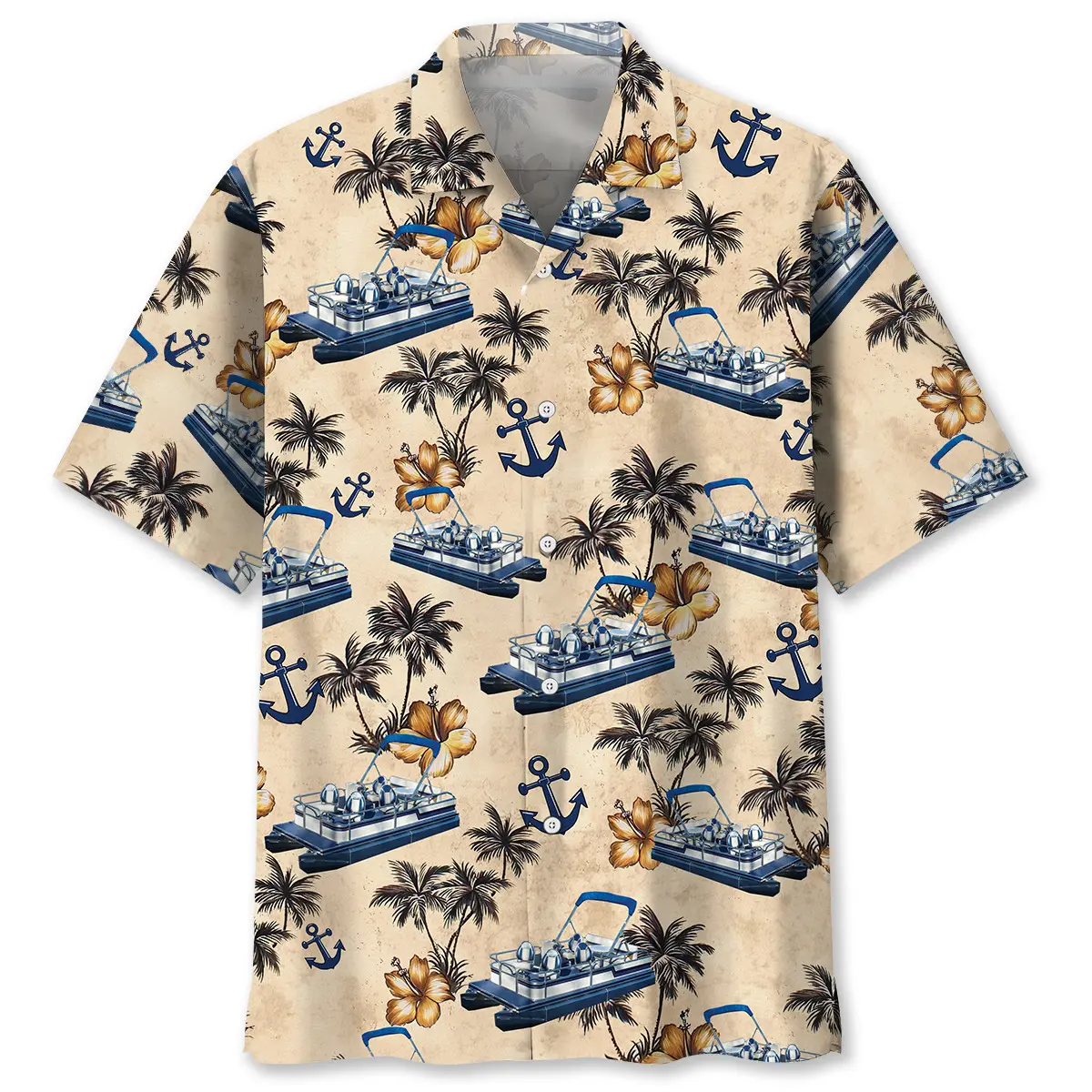 pontoon-palm-tree-hawaiian-shirt