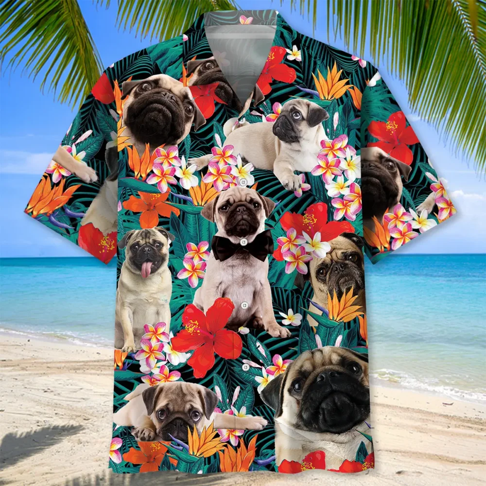 Pug Floral Hawaiian Shirt HWBN2763000 - Beltina