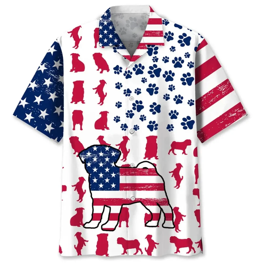 Pug Usa Flag Hawaiian Shirt HWBN2762151 - Beltina