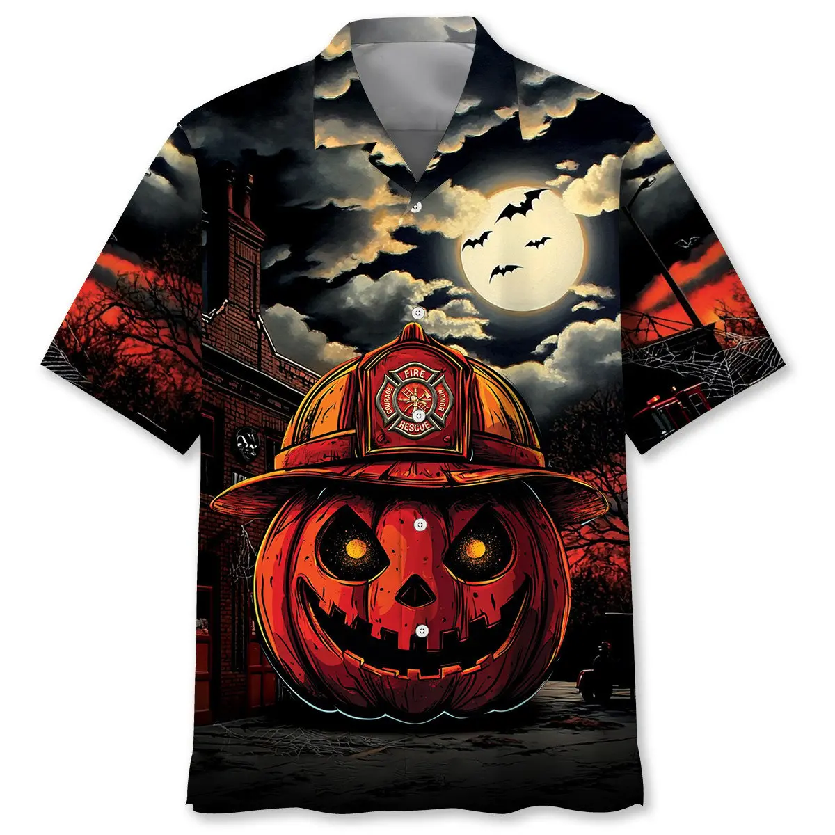 pumpkin-firefighter-hawaiian-shirt