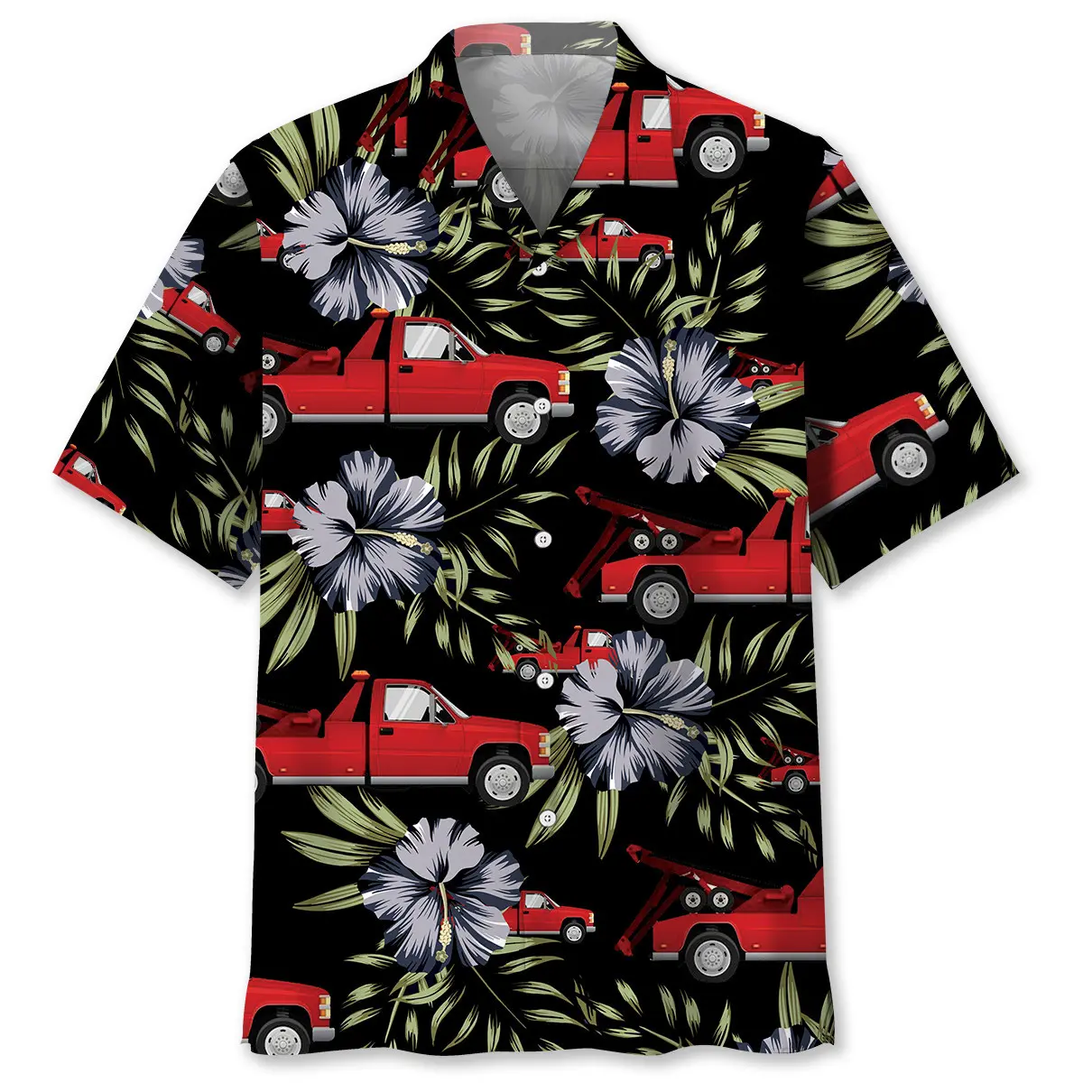 red-tow-truck-operator-hawaiian-shirt