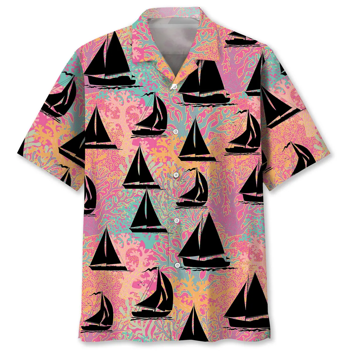 sailboat-coral-hawaiian-shirt