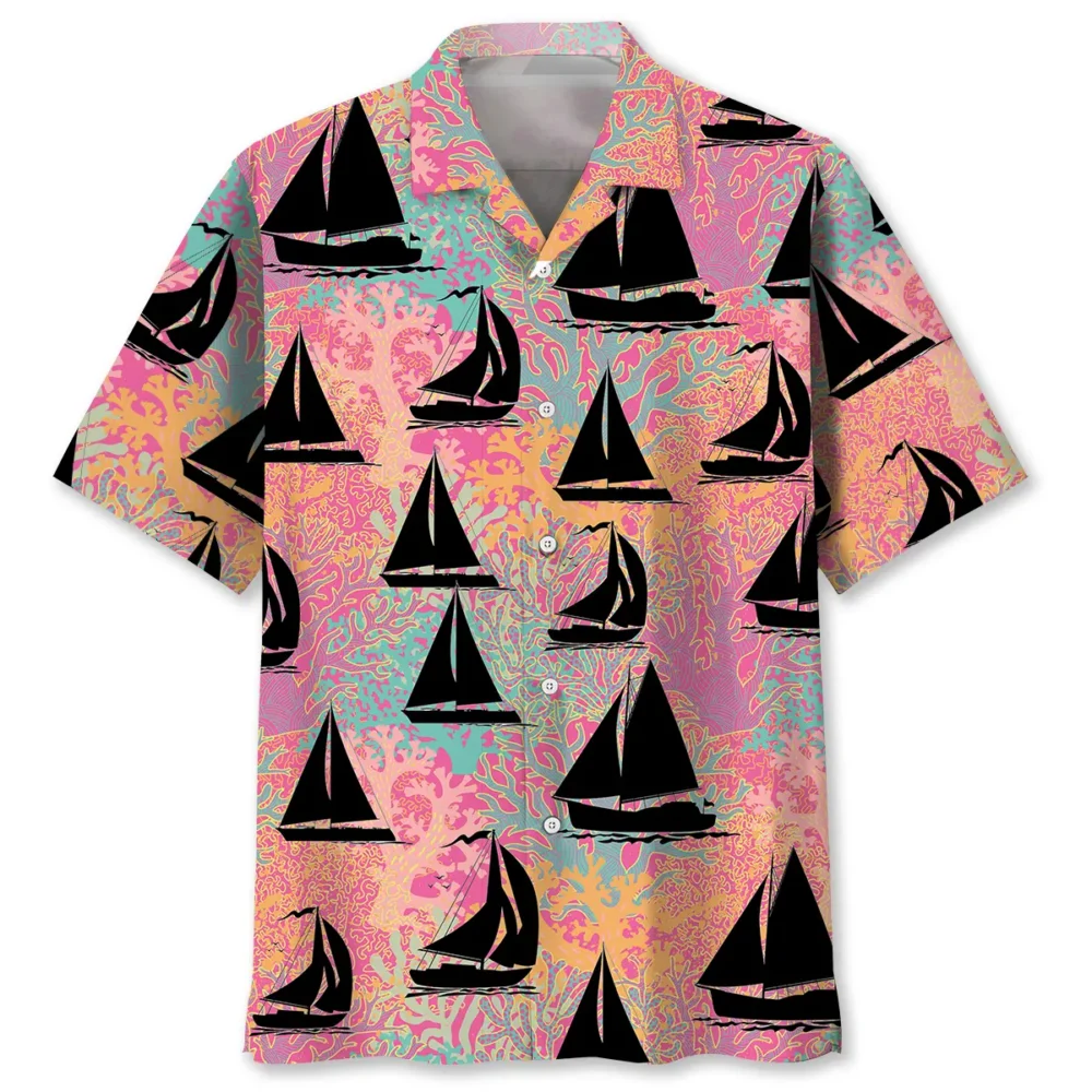 Sailing Pink Hawaiian Shirt HWBN2762806 - Beltina