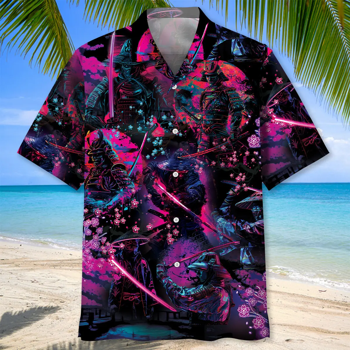 samurai-neon-art-hawaiian-shirt-3