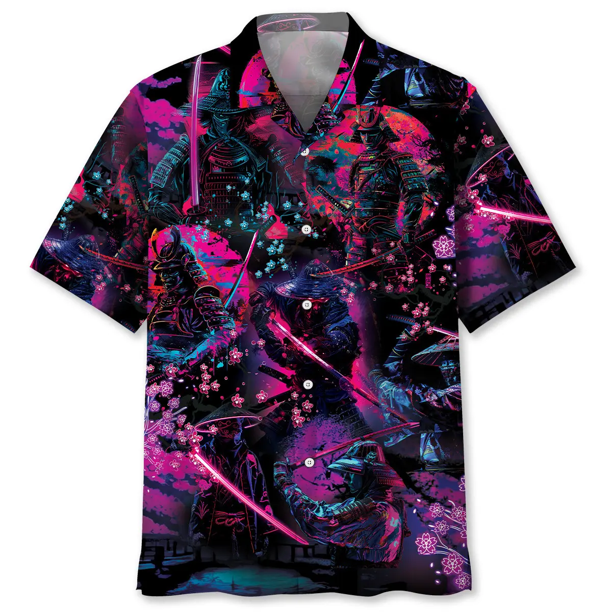 samurai-neon-art-hawaiian-shirt