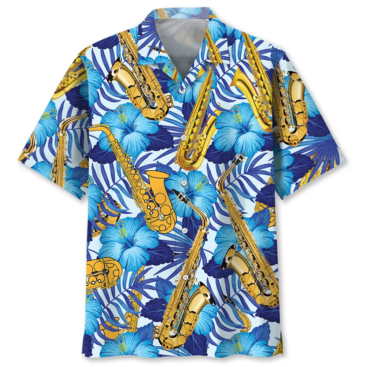 saxophone-tropical-hawaiian-shirt