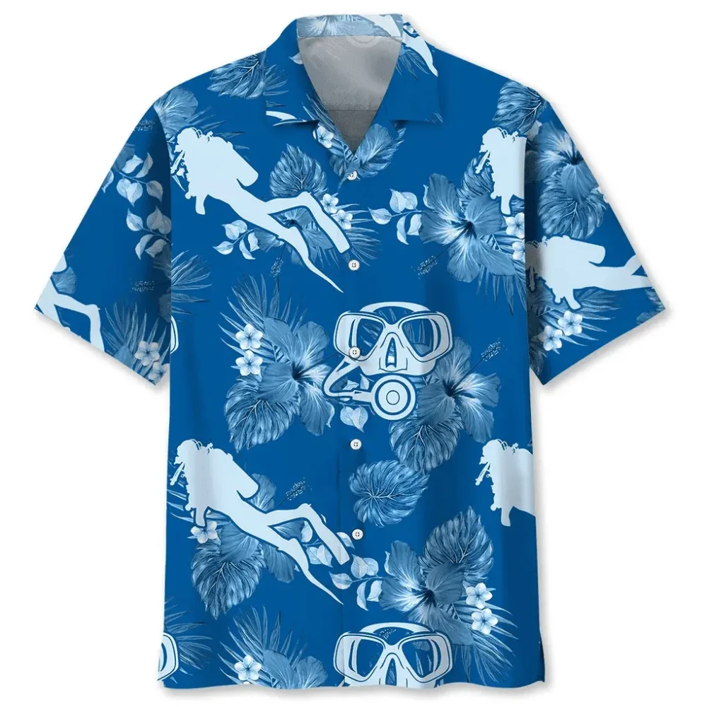 Scuba Diving Blue Hawaiian Shirt HWBN2762347 - Beltina