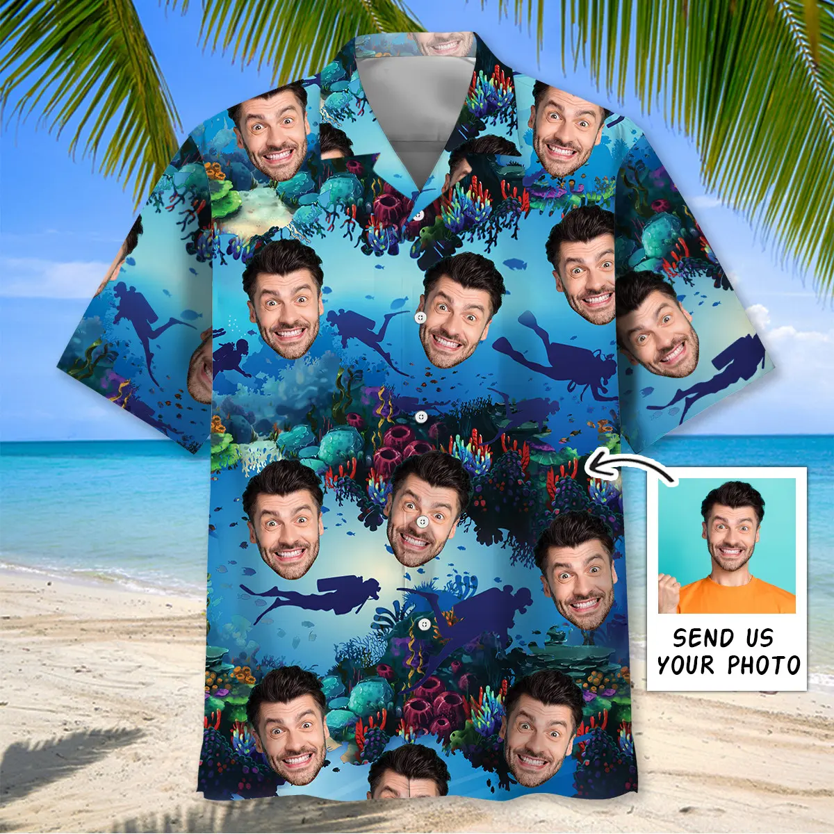 scuba-diving-custom-face-hawaiian-shirt