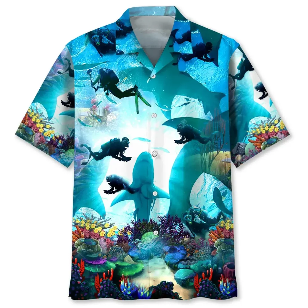 Scuba Diving Shark Hawaiian Shirt HWBN2762103 - Beltina