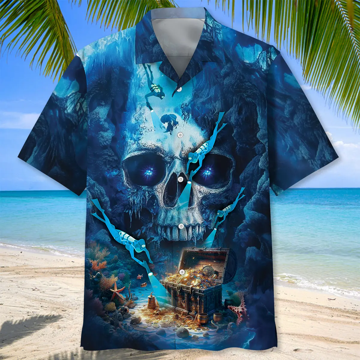 scuba-diving-skull-cave-hawaiian-shirt-2