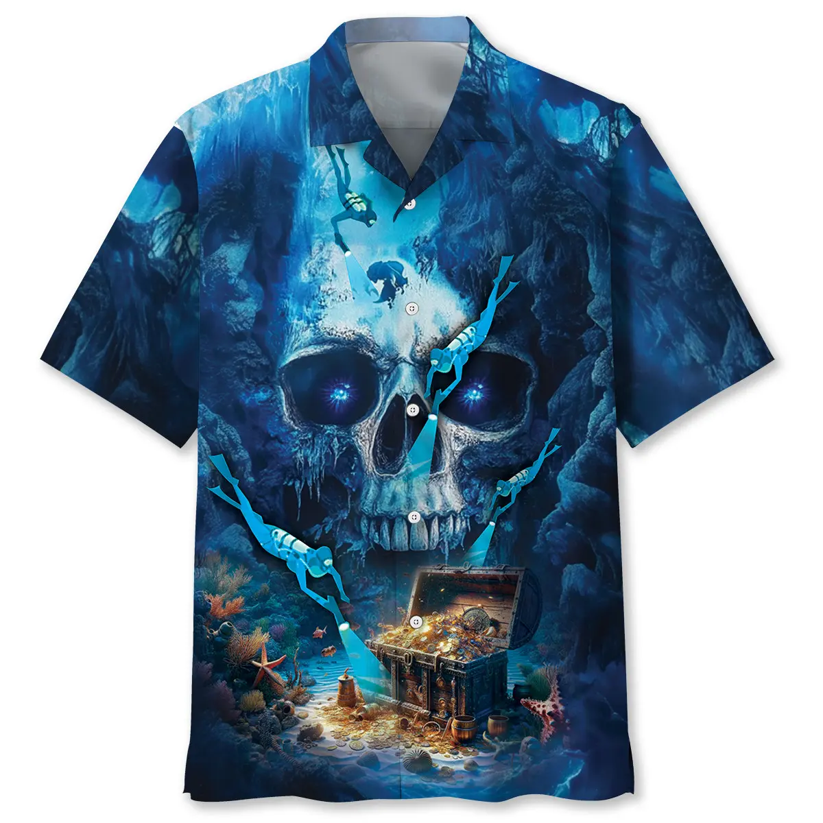 scuba-diving-skull-cave-hawaiian-shirt