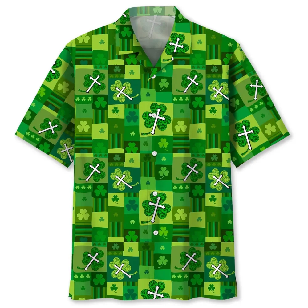 Shamrock Cross Irish St.Patrick Day Hawaiian Shirt HWBN2762040 - Beltina