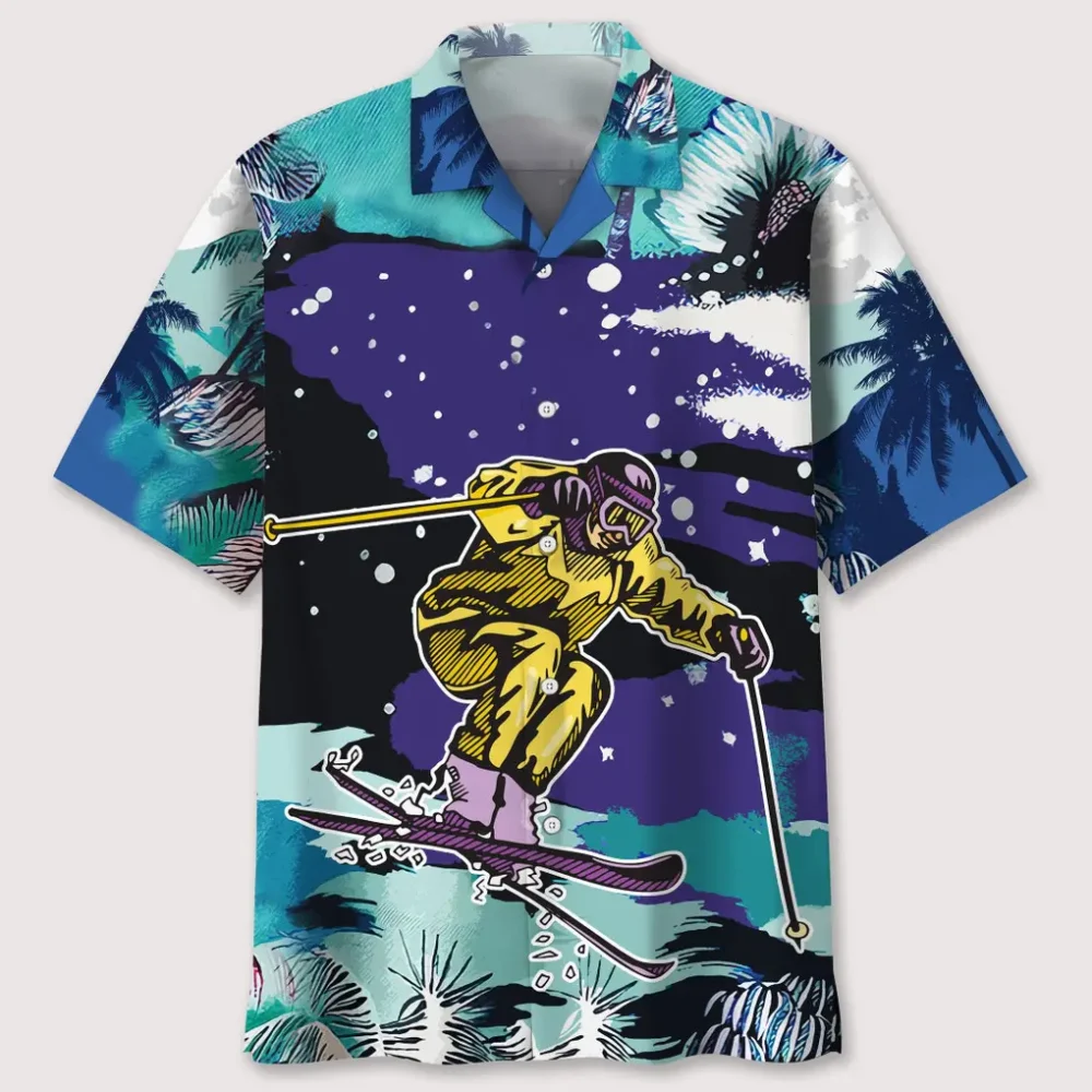Skiing Snow Landscape Print Hawaiian Shirt HWBN2762593 - Beltina