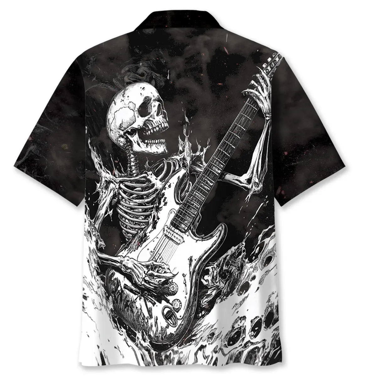skull-guitar-black-and-white-hawaiian-shirt-1