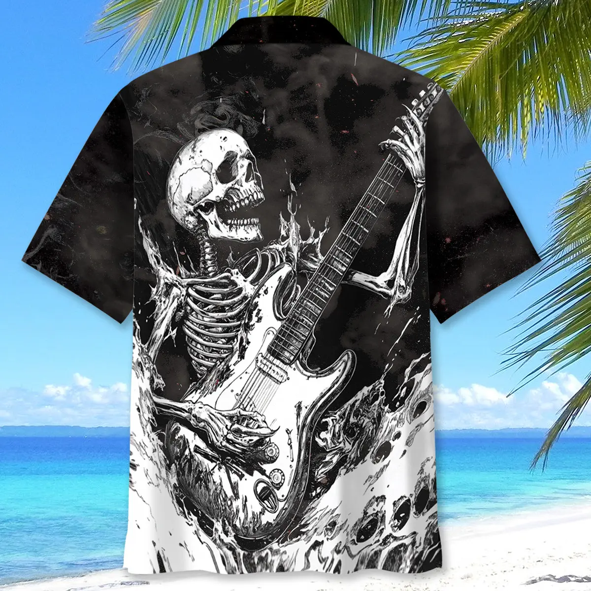 skull-guitar-black-and-white-hawaiian-shirt-3