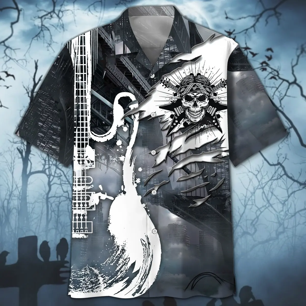skull-guitar-gothic-rock-style-hawaiian-shirt-1