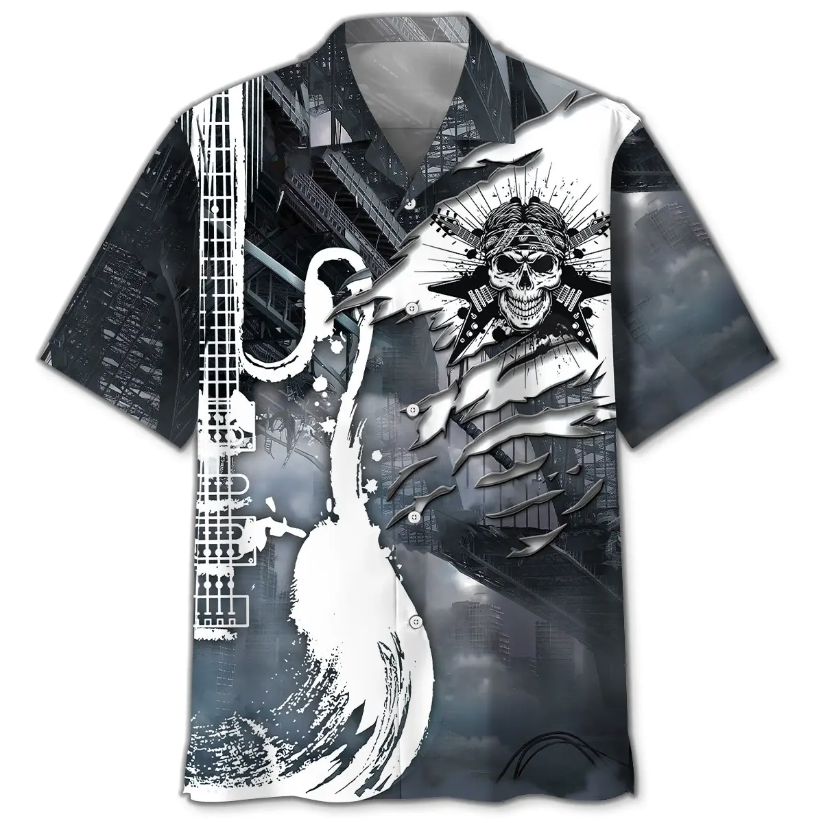 skull-guitar-gothic-rock-style-hawaiian-shirt