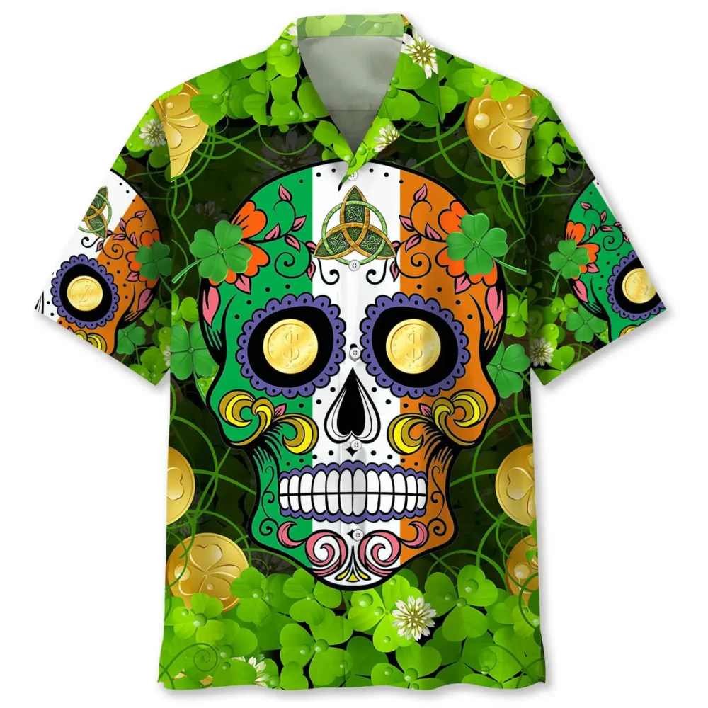 Skull Irish St.Patrick Day Hawaiian Shirt HWBN2762044 - Beltina