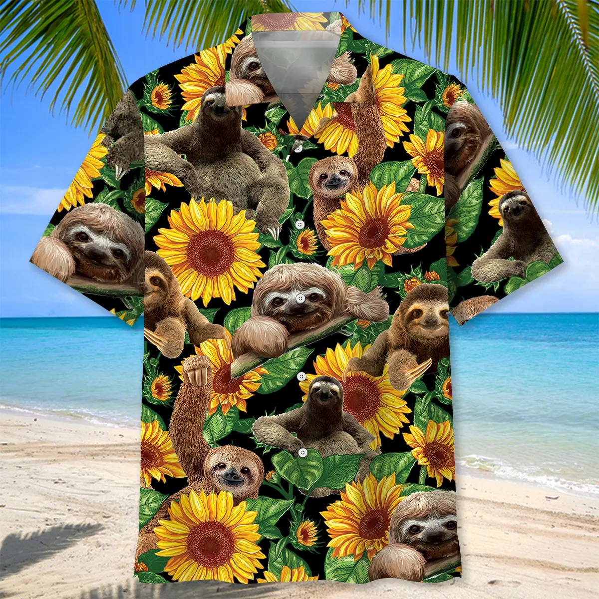 sloth-sunflower-hawaiian-shirt-1