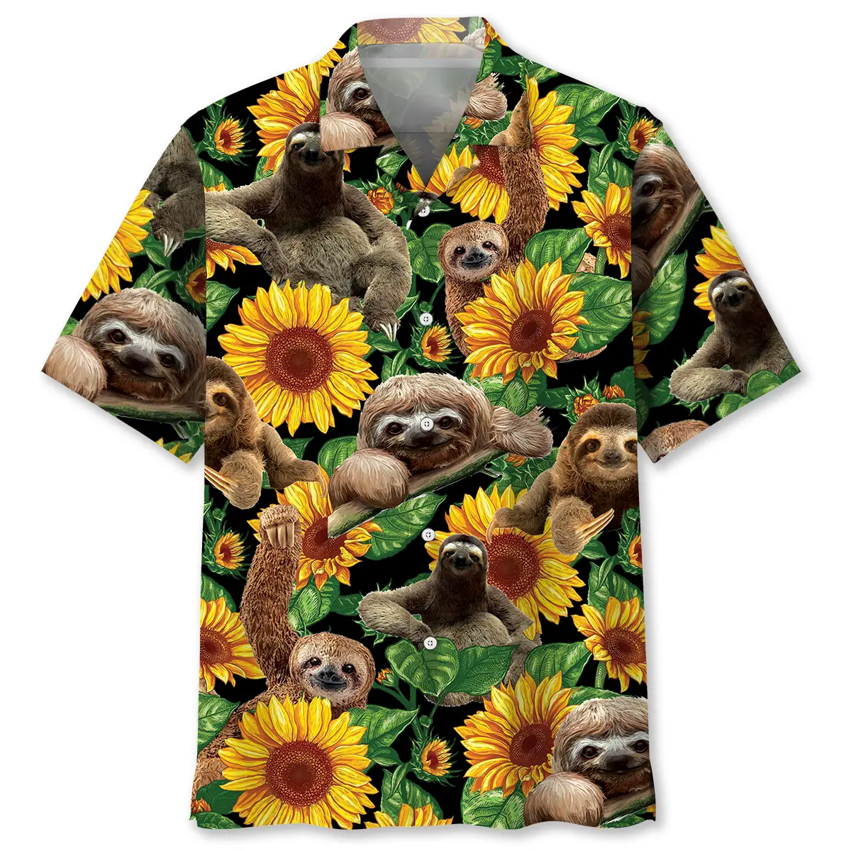 sloth-sunflower-hawaiian-shirt