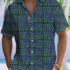 Summer Geometric Line Fluorescent Pattern Casual Vacation Hawaiian Shirt HWBN2765068 - Beltina