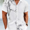 Summer Plants Bamboo Peach Blossom Landscape Painting Buttons Leisure Vacation Men's 50s Vintage Bowling Hawaiian Shirt Short Sleeve HWBN2765205 - Beltina