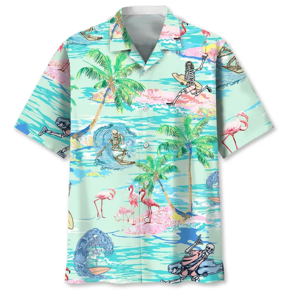 Surfing Tropical Skull Hawaiian Shirt HWBN2762623 - Beltina
