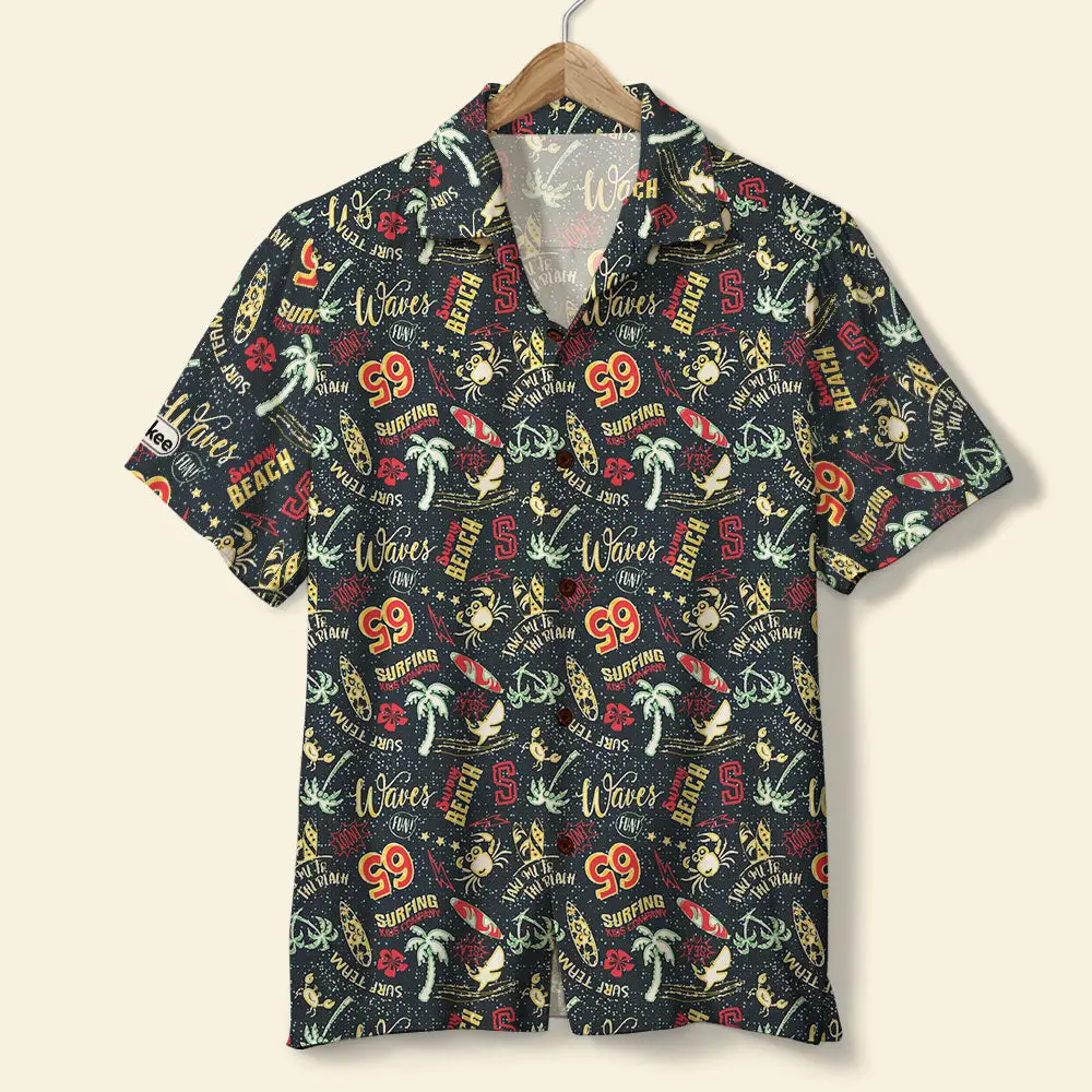 Surfing Unisex Hawaiian Shirt Aloha Shirt Summer Vibe Cute Surf Beach Cartoon Pattern HWBN2765588 - Beltina