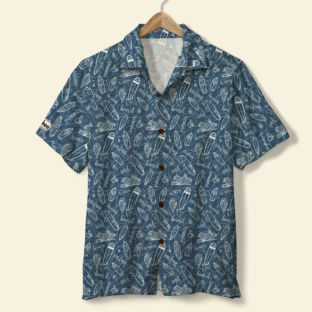 Surfing Unisex Hawaiian Shirt Aloha Shirt Summer Vibe Dark Blue Style Surfing Boards HWBN2765587 - Beltina