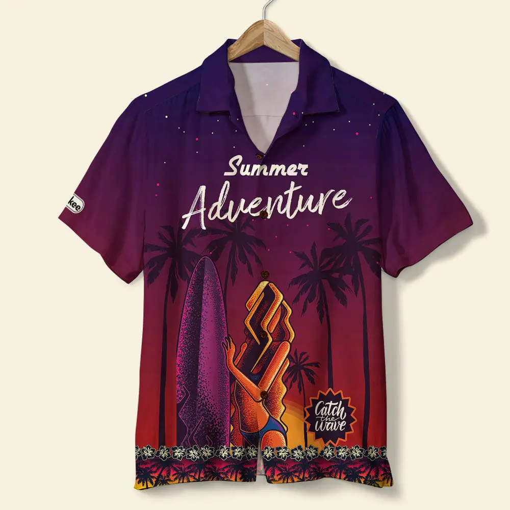 Surfing Unisex Hawaiian Shirt Aloha Shirt Summer Vibe Girl On The Beach With Surfing HWBN2765586 - Beltina