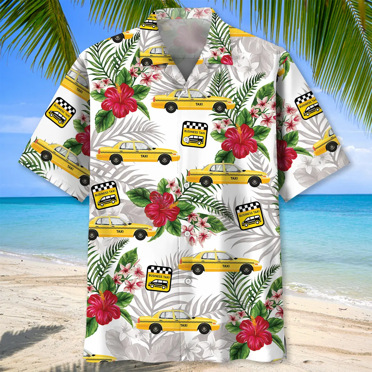 tropical-yellow-taxi-car-hawaiian-shirt-1